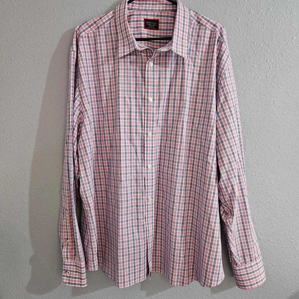 Untuckit Dolcetto Button Down Pink Purple Plaid Long Sleeve Mens Size 3xl #01065